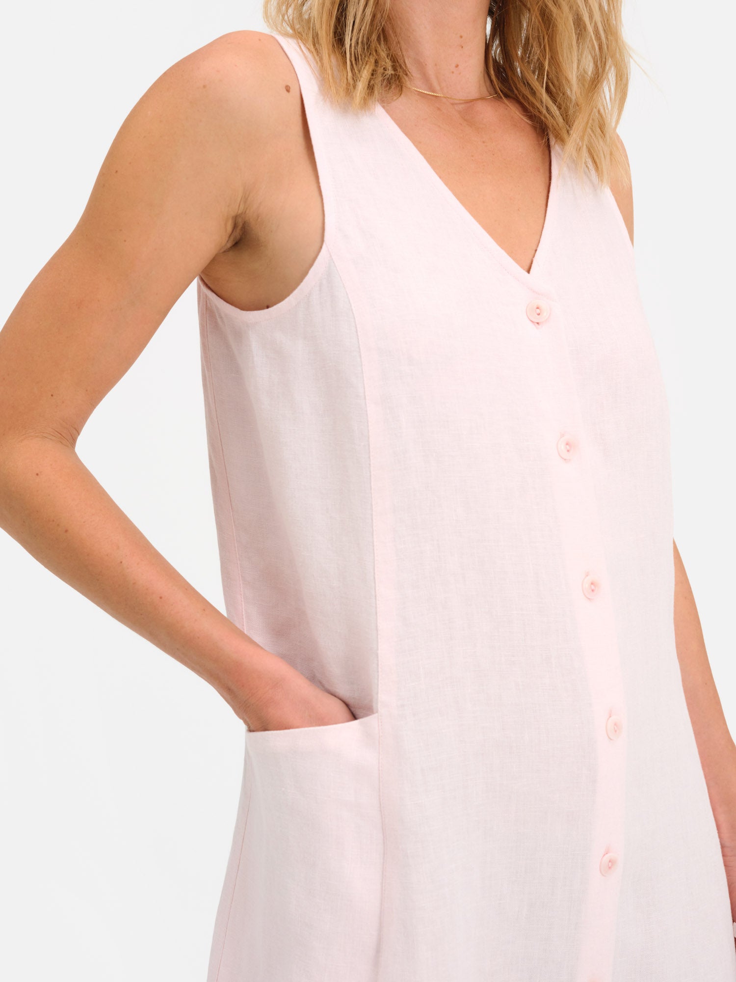 Organic Linen Button Front Dress OPAL / S Organic Linen Button Front Dress OPAL / S