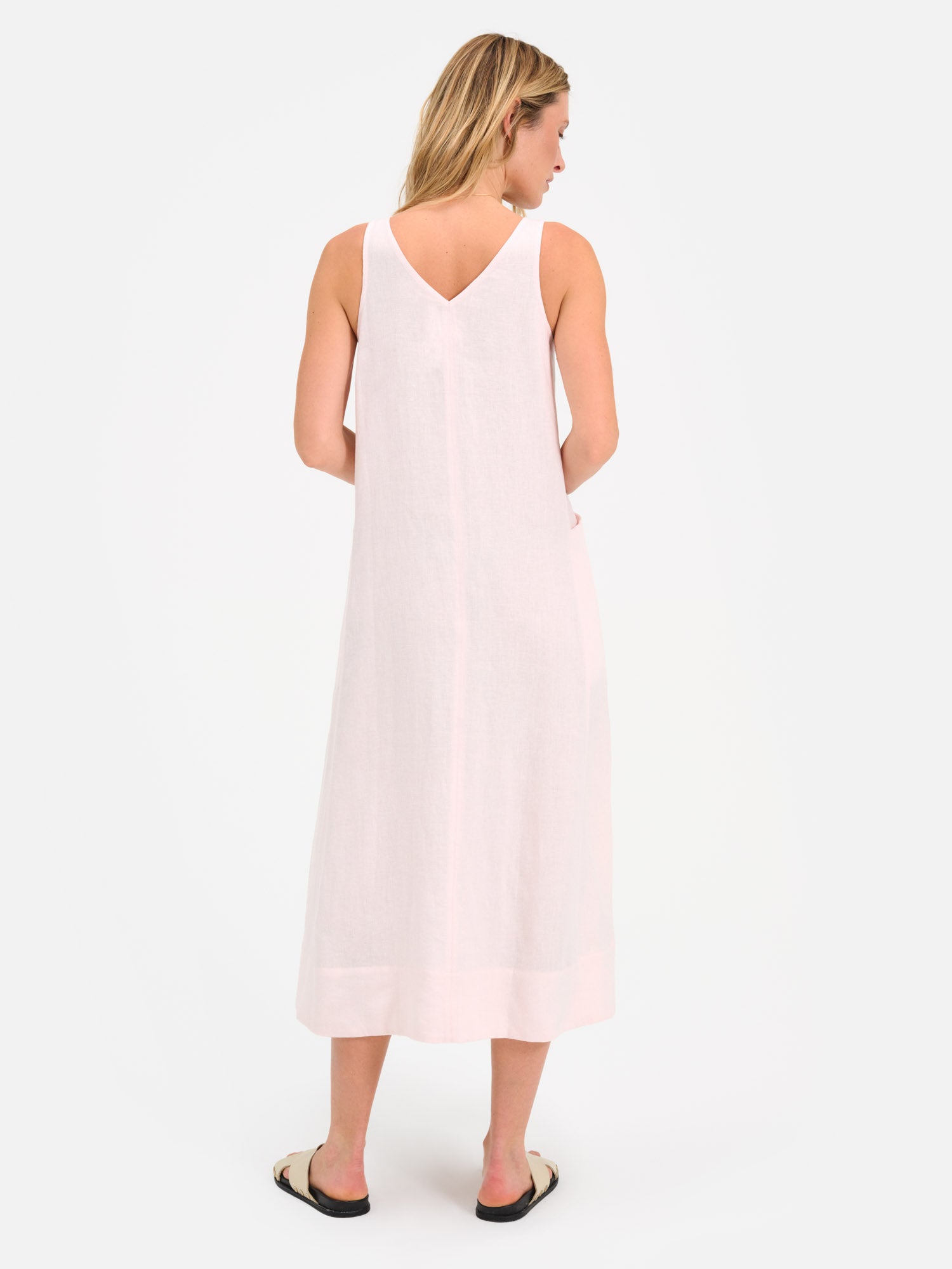 Organic Linen Button Front Dress Opal / M