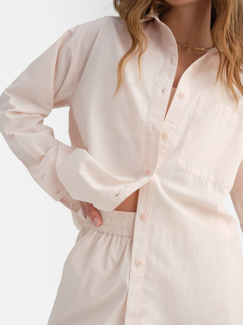 Organic Poplin Long Sleeve Button Down