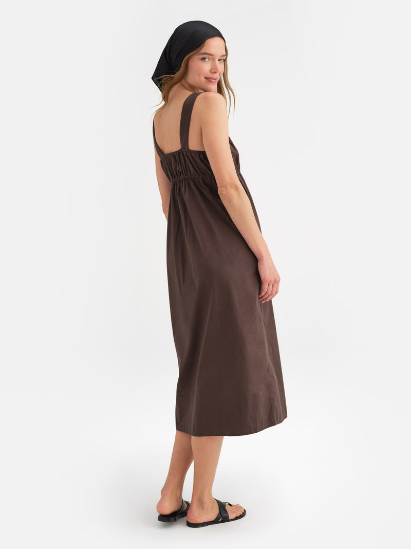 Organic Poplin Pocket Midi Dress