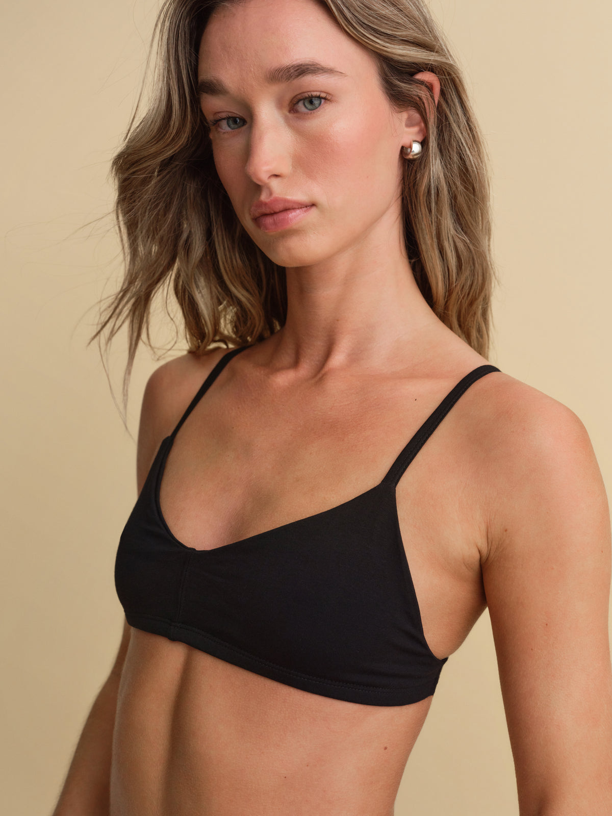 Organic Comfort Triangle Bralette-Intimates-MATE the Label-JET BLACK-XS-MATE the Label