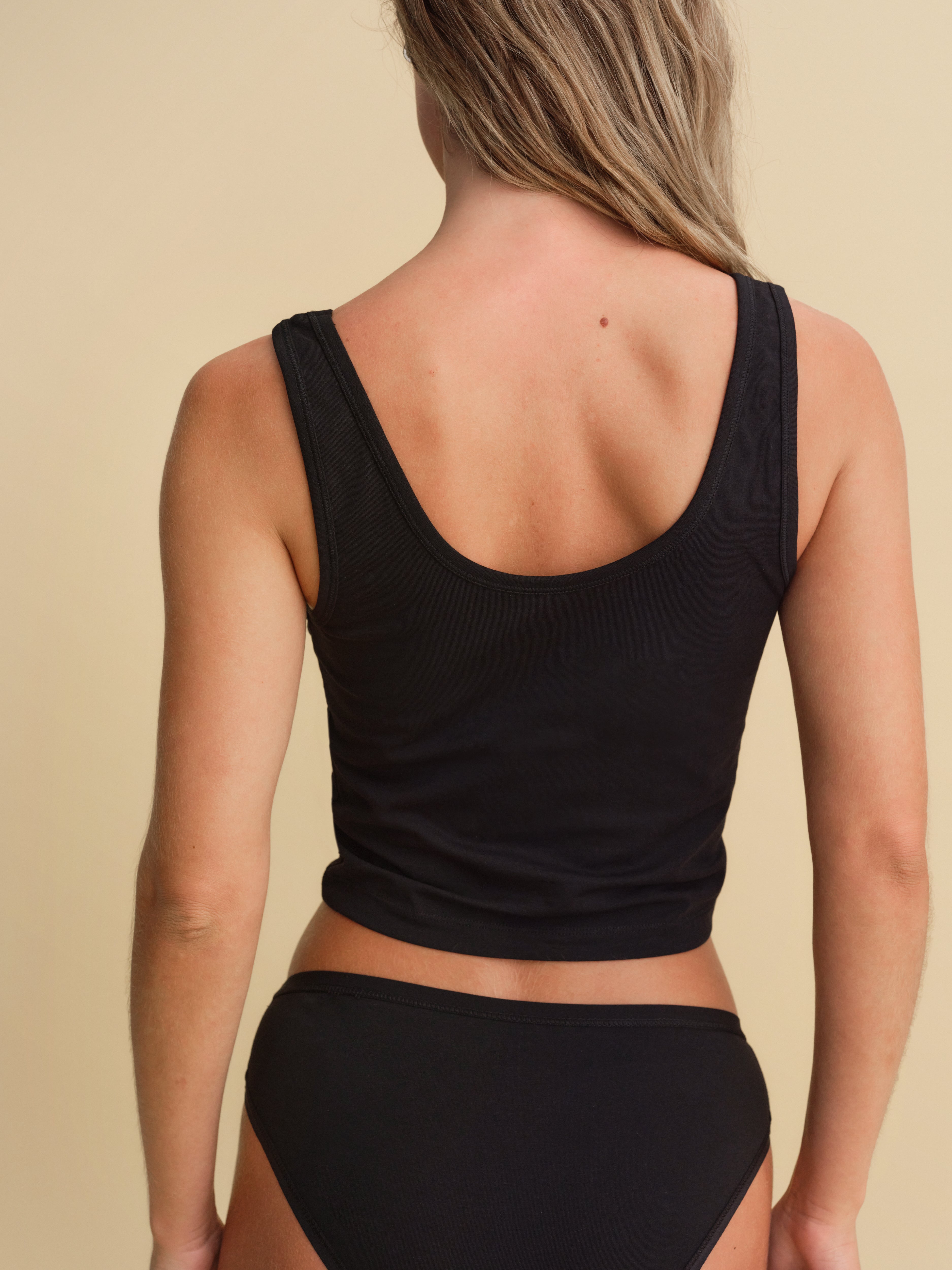 【yo BIOTOP】cropped bare bra top Black 0 BrandonBlackwood_LogoCropTankT
