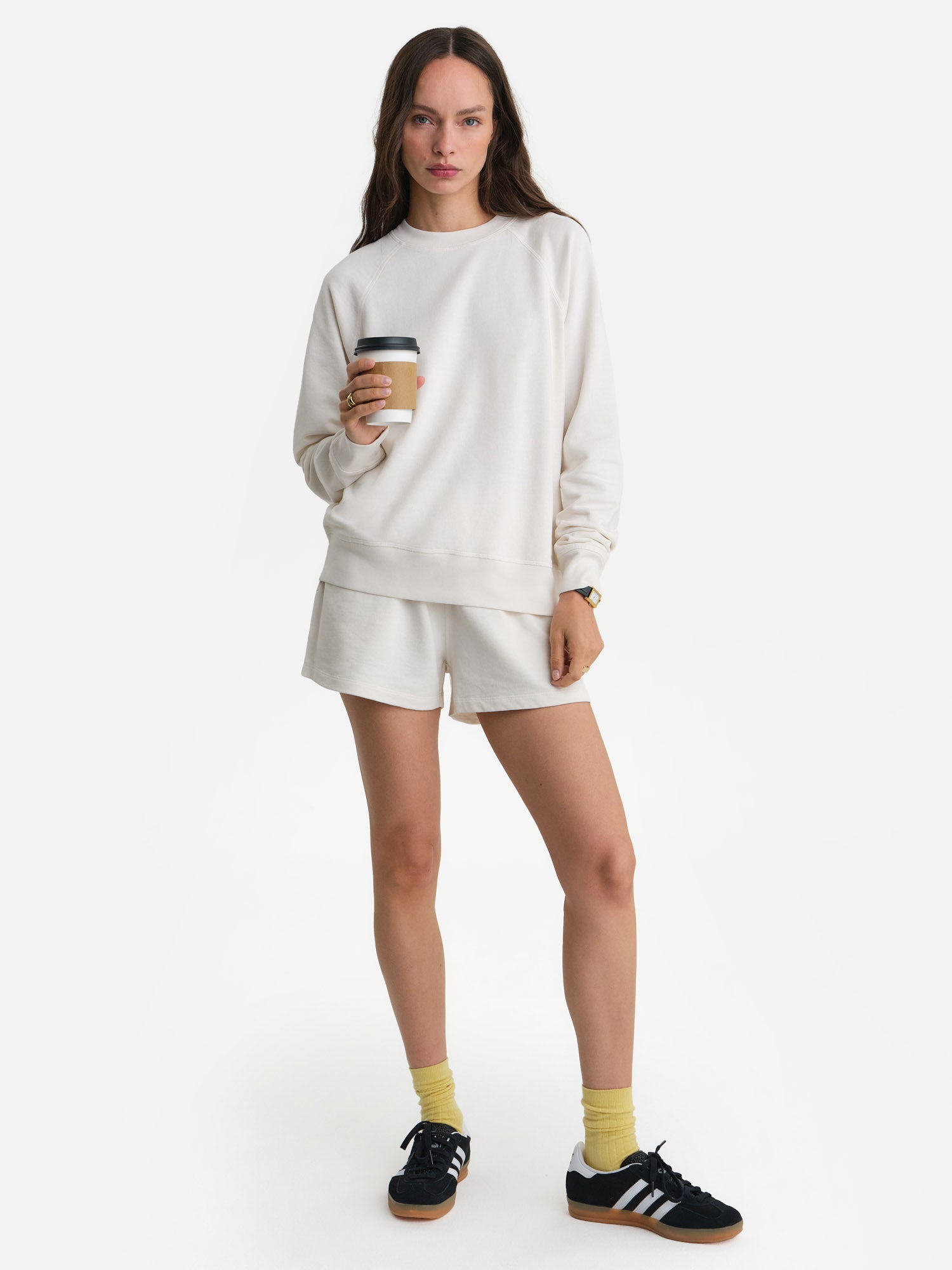 ショートパンツ RONRON TERRY BANDING SHORTS WHITE MELANGE ショートパンツ RONRON TERRY BANDING SHORTS WHITE MELANGE