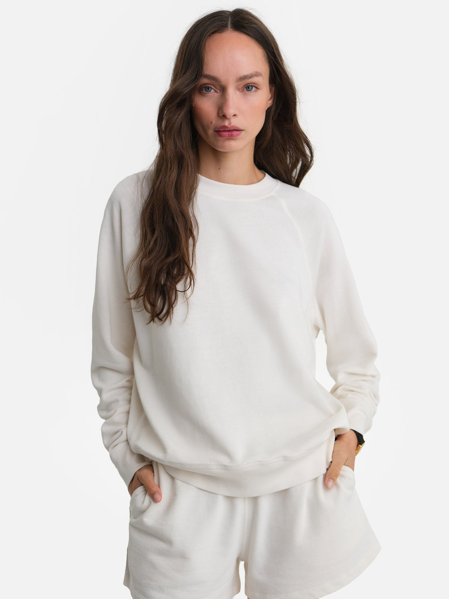 スウェット・トレーナー M's nelson organic cotton with frontal logo Organic Lightweight Terry Raglan Sweatshirt – MATE the Label