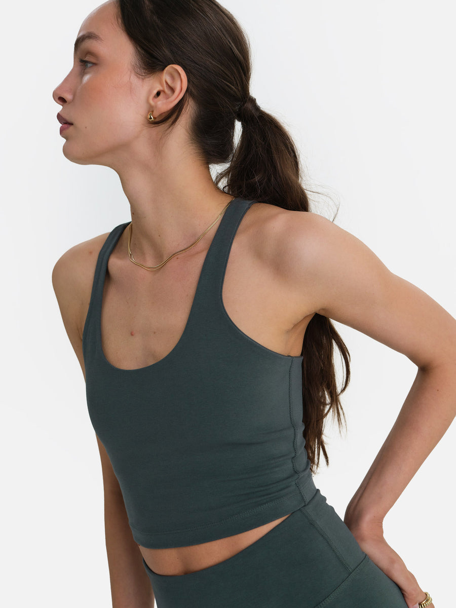 Organic Stretch Racer Tank-Active-MATE the Label-FOREST-XS-MATE the Label