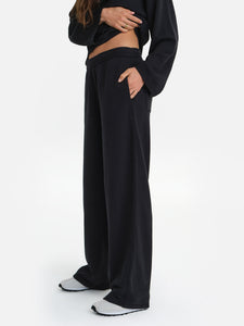 Textured Knit Straight Leg Pant