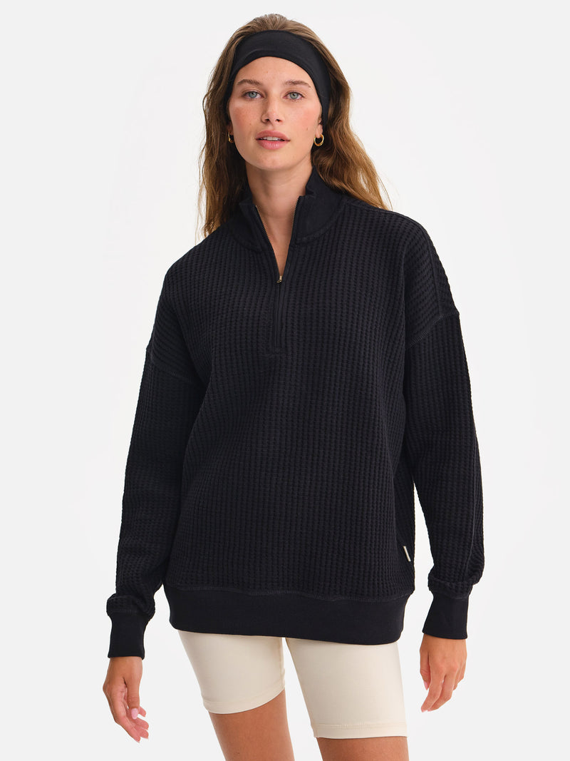 Organic Waffle Collared Half-Zip Sweatshirt
