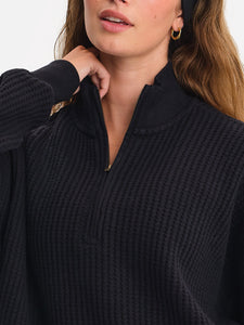 Organic Waffle Collared Half-Zip Sweatshirt