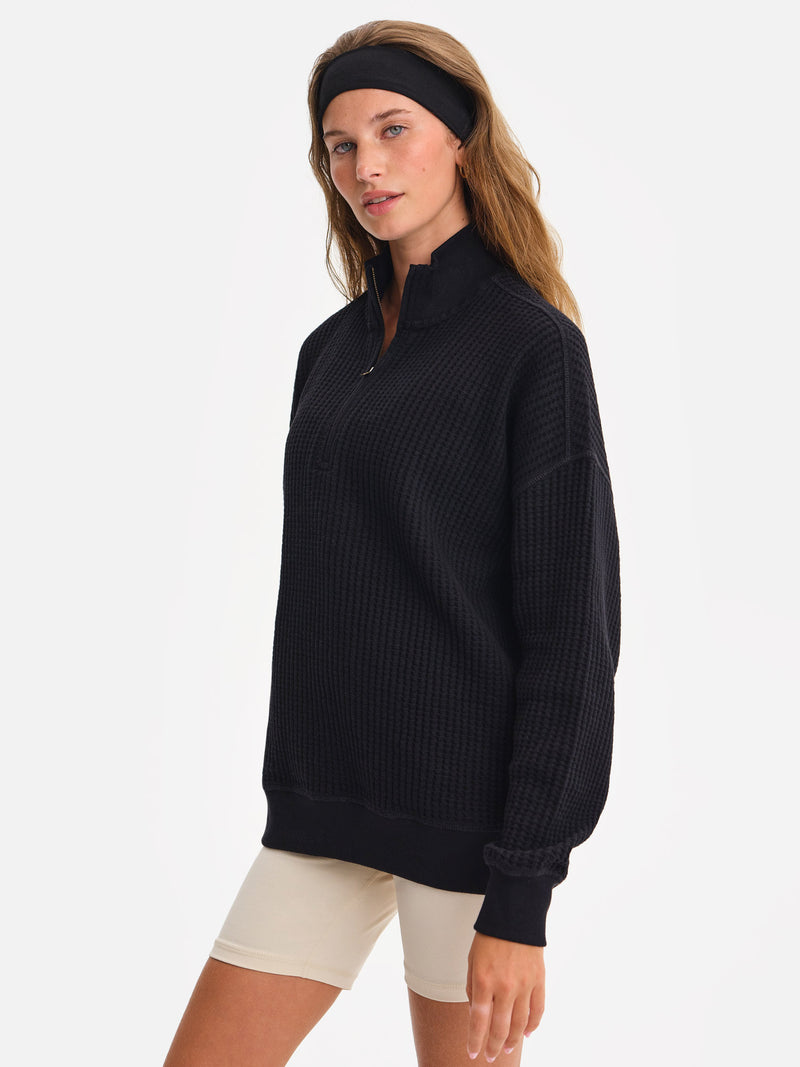 Organic Waffle Collared Half-Zip Sweatshirt