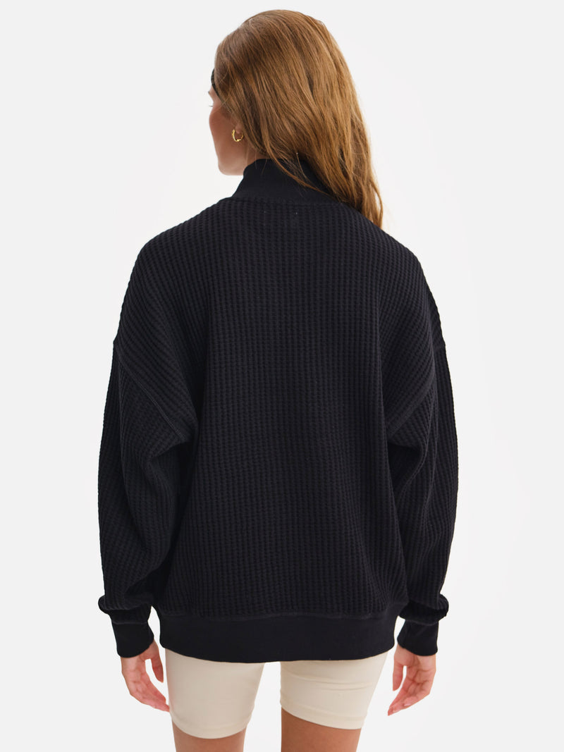 Organic Waffle Collared Half-Zip Sweatshirt
