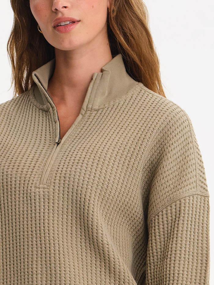 Organic Waffle Collared Half-Zip Sweatshirt