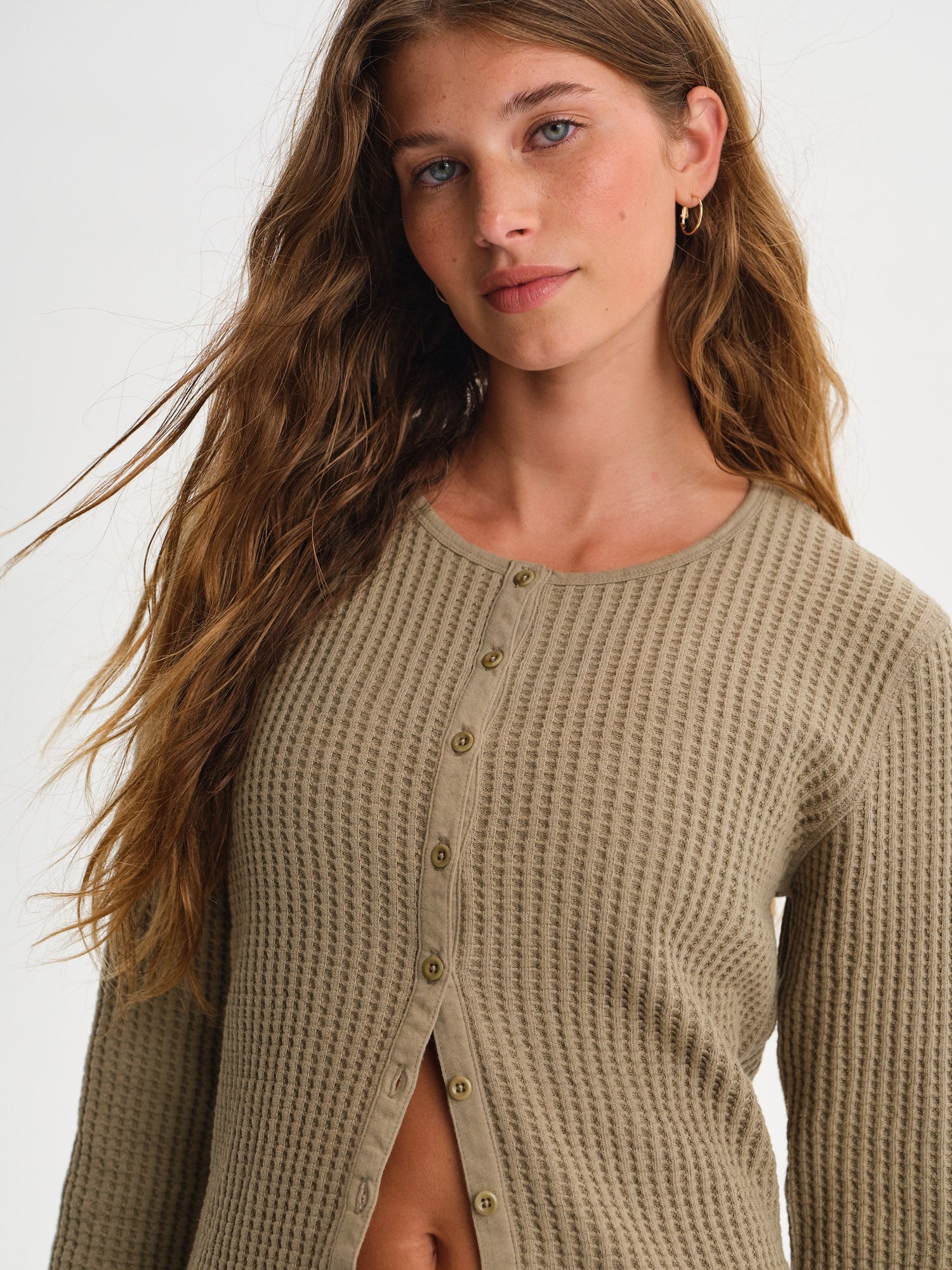Organic Waffle Crew Cardigan – MATE the Label