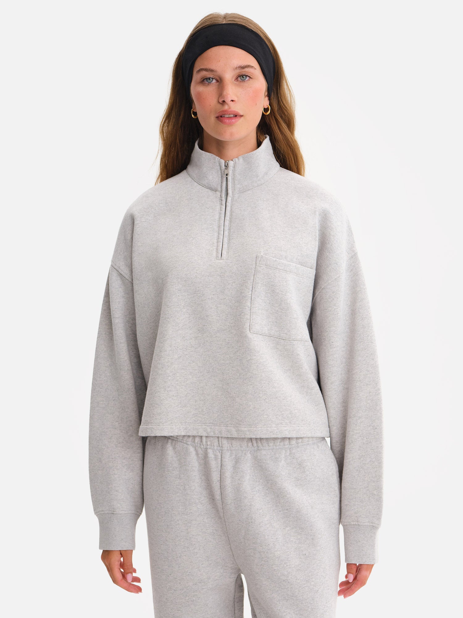Organic Fleece Cropped Half-Zip Sweatshirt – MATE the Label