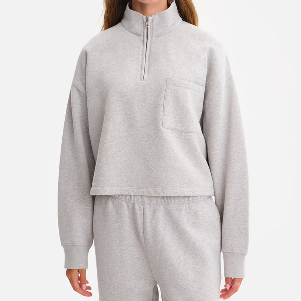Organic Fleece Cropped Half Zip Sweatshirt