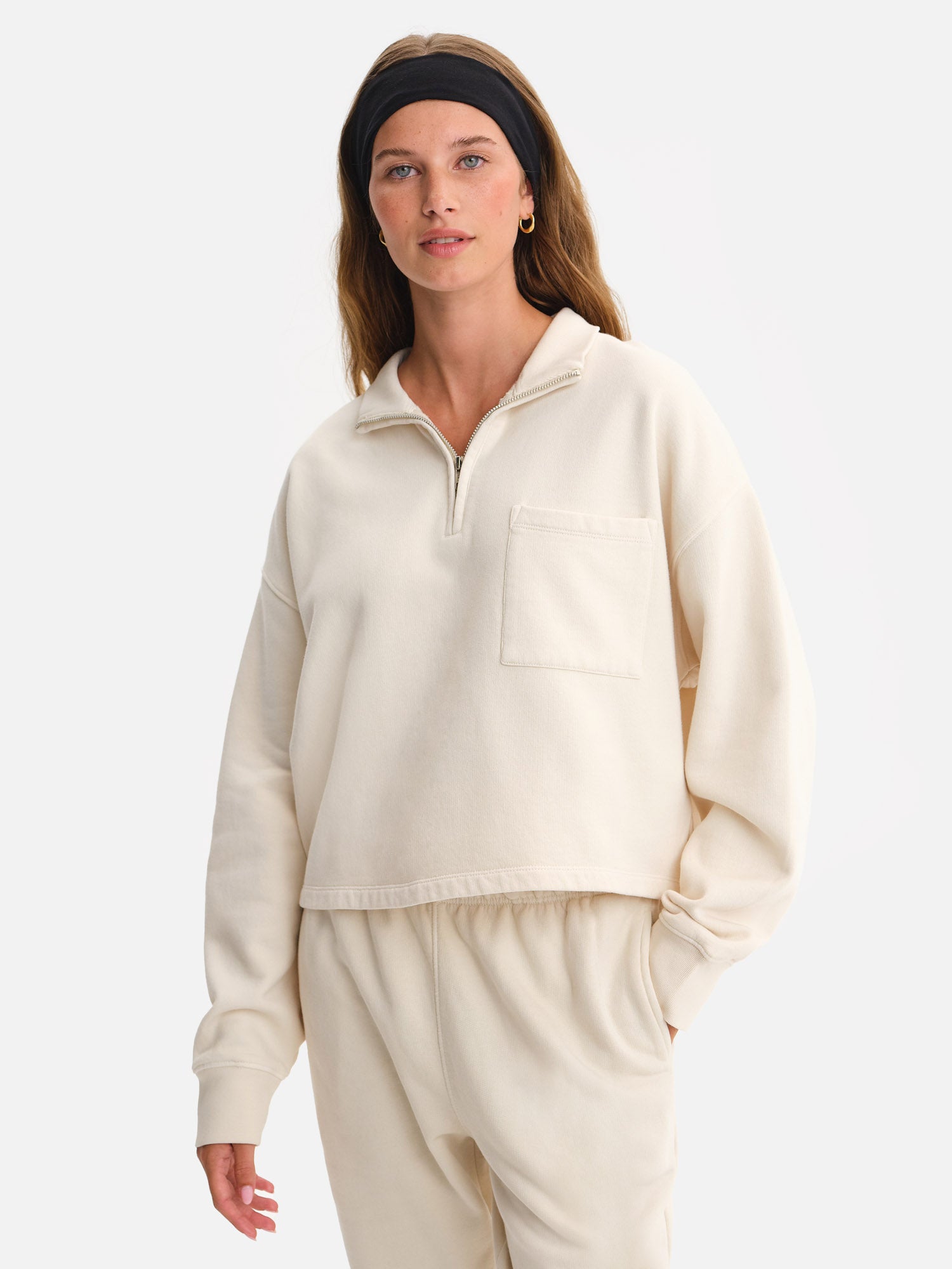 Organic Fleece Cropped Half-Zip Sweatshirt – MATE the Label Organic Fleece Cropped Half-Zip Sweatshirt – MATE the Label