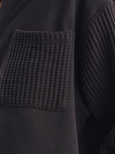 Organic Fleece and Waffle Cropped Half-Zip Sweatshirt