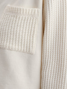 Organic Fleece and Waffle Cropped Half-Zip Sweatshirt