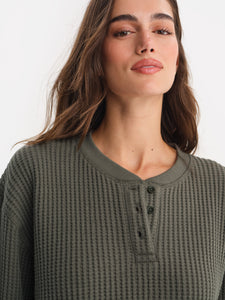 Organic Waffle Cropped Henley