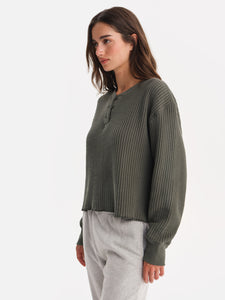 Organic Waffle Cropped Henley