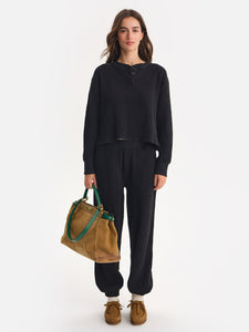 Organic Waffle Cropped Henley