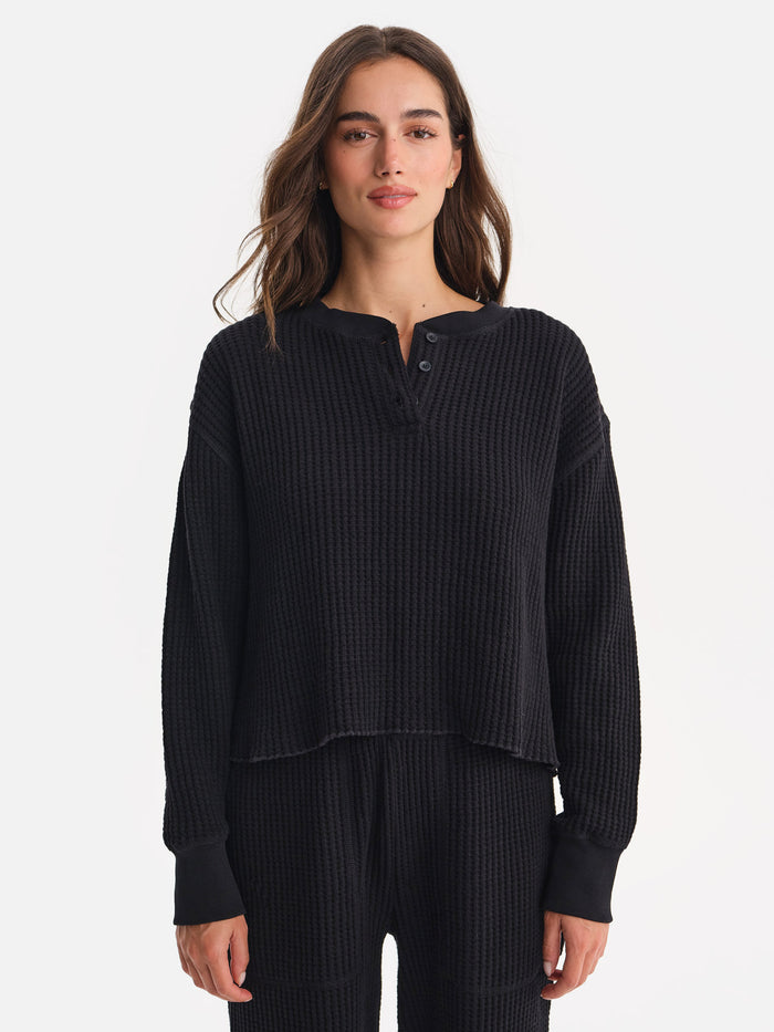 Organic Waffle Cropped Henley