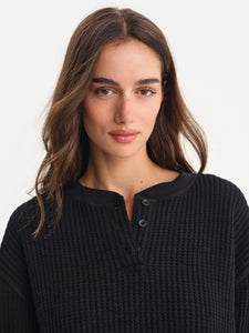 Organic Waffle Cropped Henley