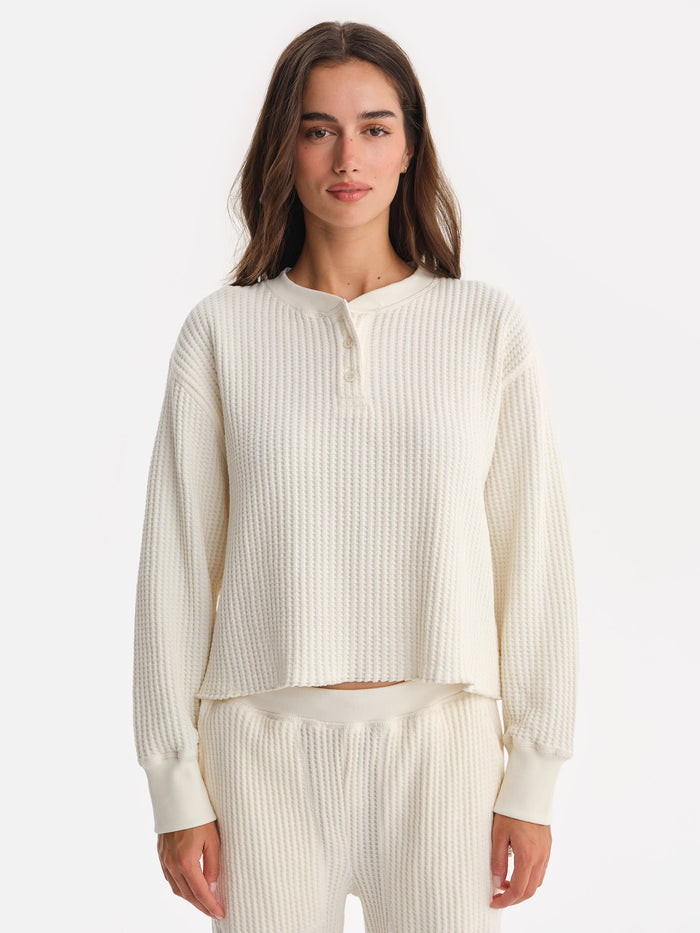 Organic Waffle Cropped Henley