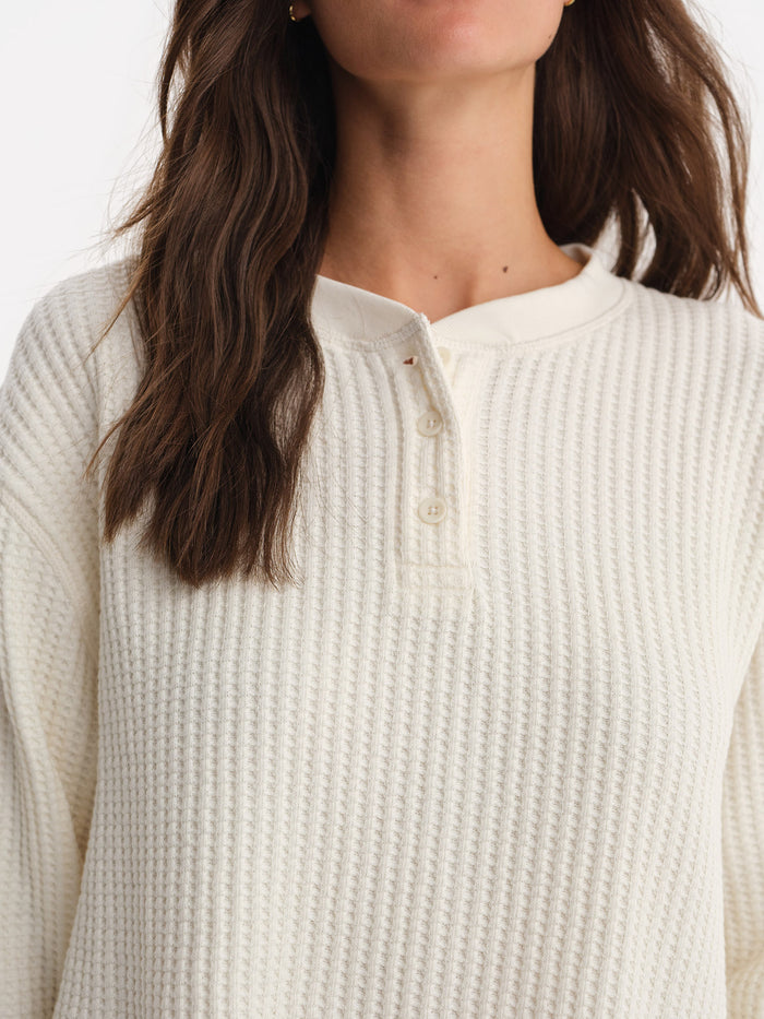Organic Waffle Cropped Henley