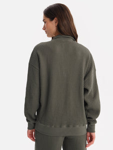 Organic Waffle Collared Half-Zip Sweatshirt