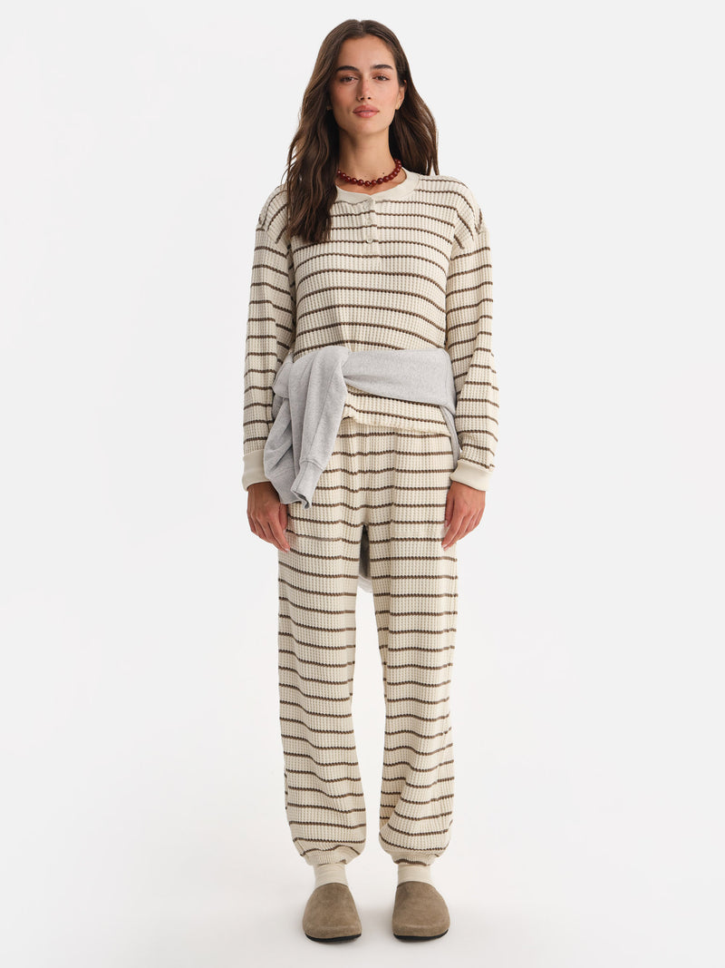 Organic Waffle Cropped Henley