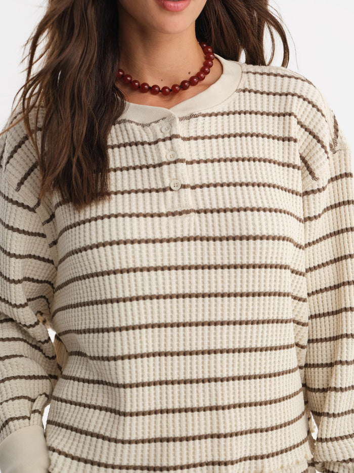 Organic Waffle Cropped Henley