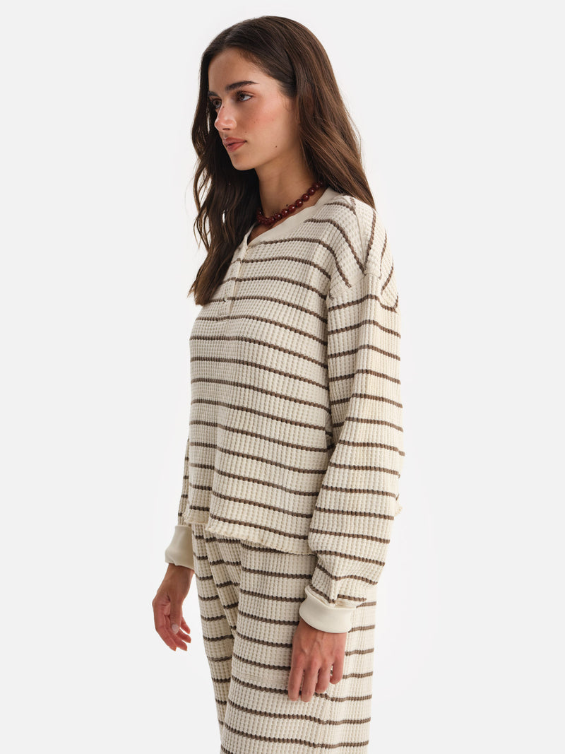 Organic Waffle Cropped Henley