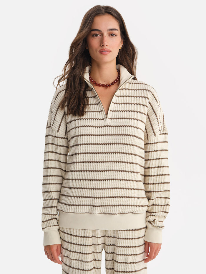 Organic Waffle Collared Half-Zip Sweatshirt