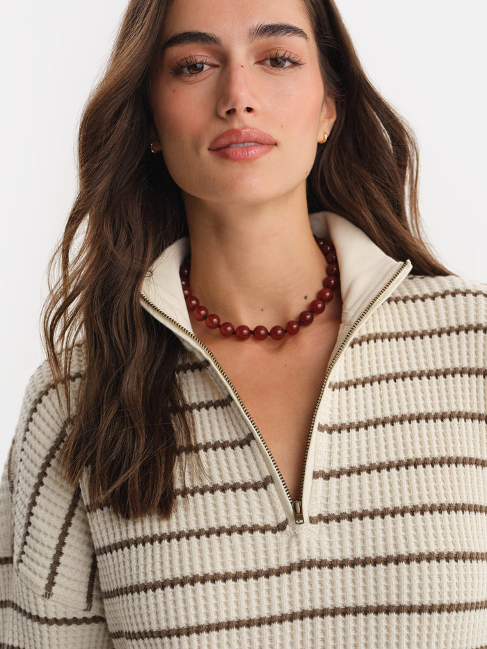 Organic Waffle Collared Half-Zip Sweatshirt