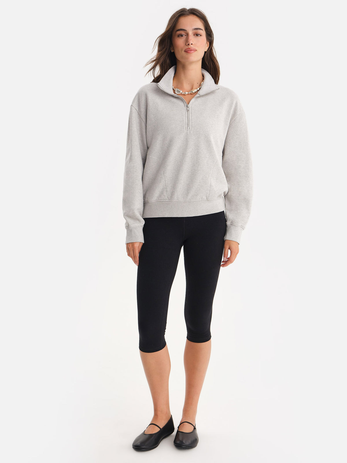 Organic Fleece Quarter Zip Sweatshirt-Sweatshirts-MATE the Label-HEATHER GREY-XS-MATE the Label