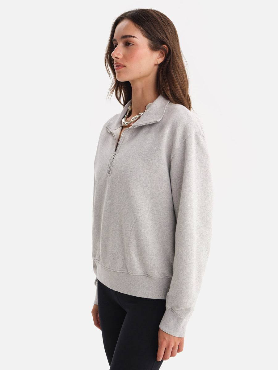 Organic Fleece Quarter Zip Sweatshirt-Sweatshirts-MATE the Label-HEATHER GREY-XS-MATE the Label
