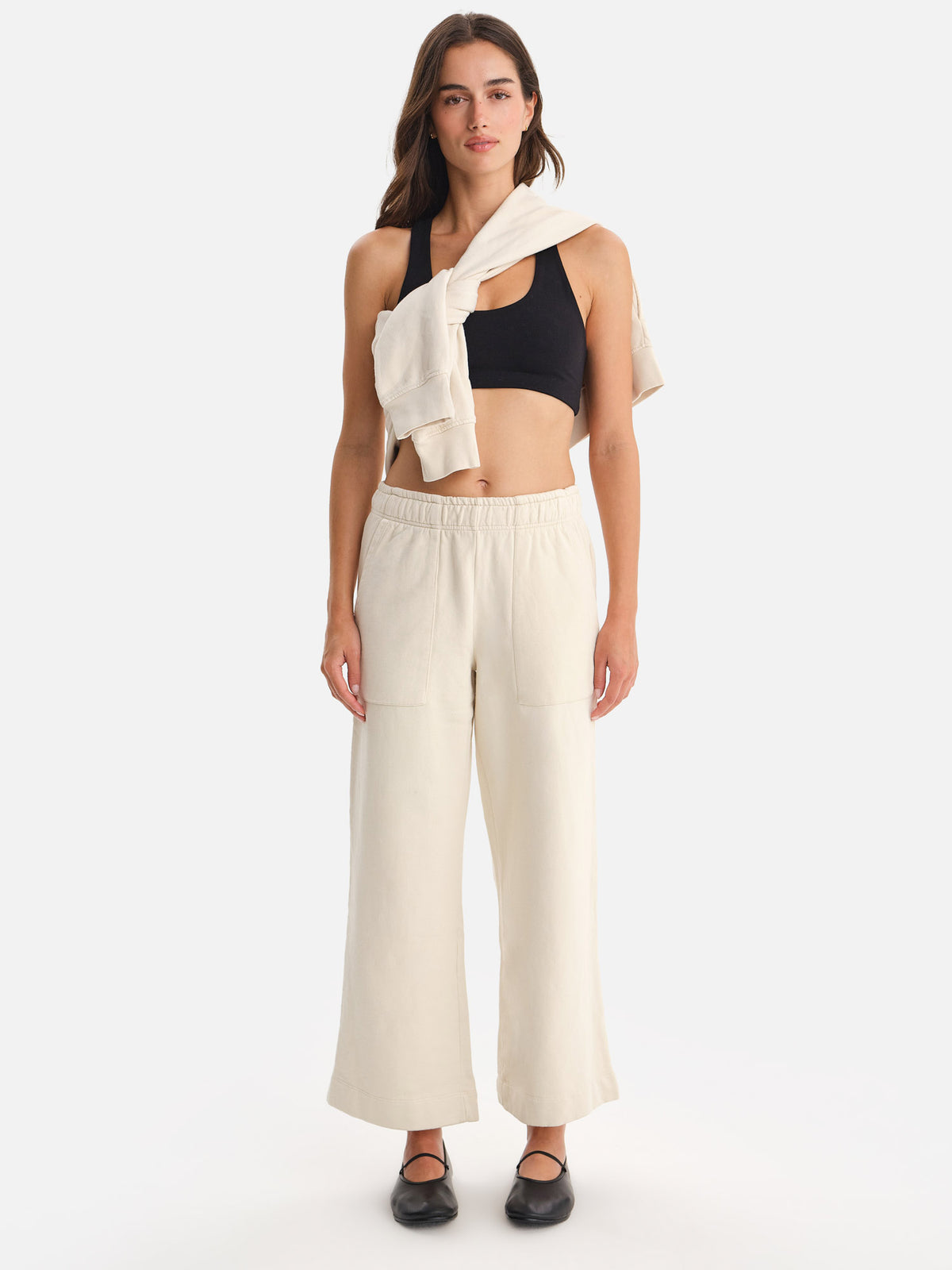 Organic Fleece Wide Leg Pant-Sweatpants-MATE the Label-BONE-XS-MATE the Label
