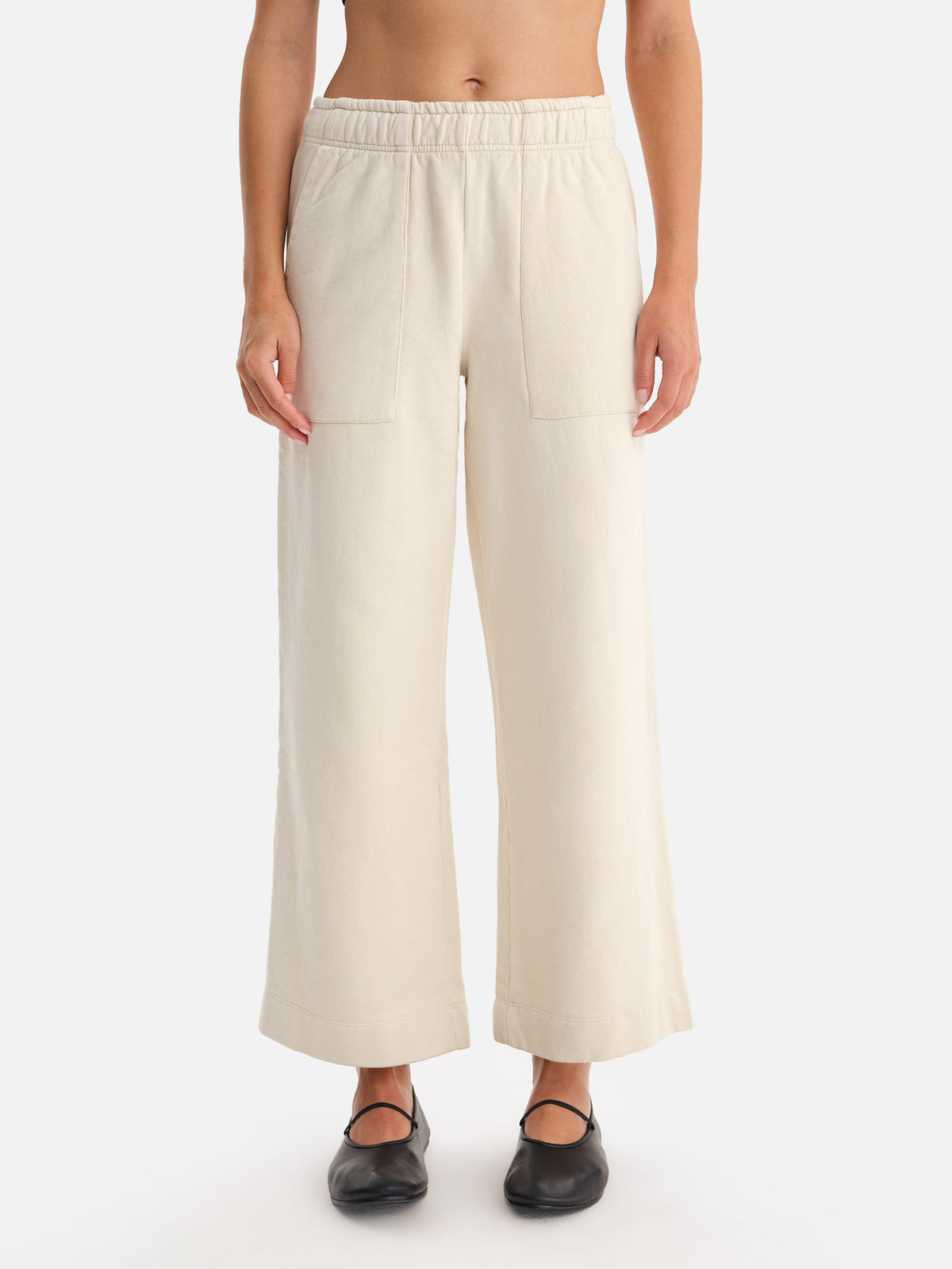 Organic Fleece Wide Leg Pant-Sweatpants-MATE the Label-BONE-XS-MATE the Label