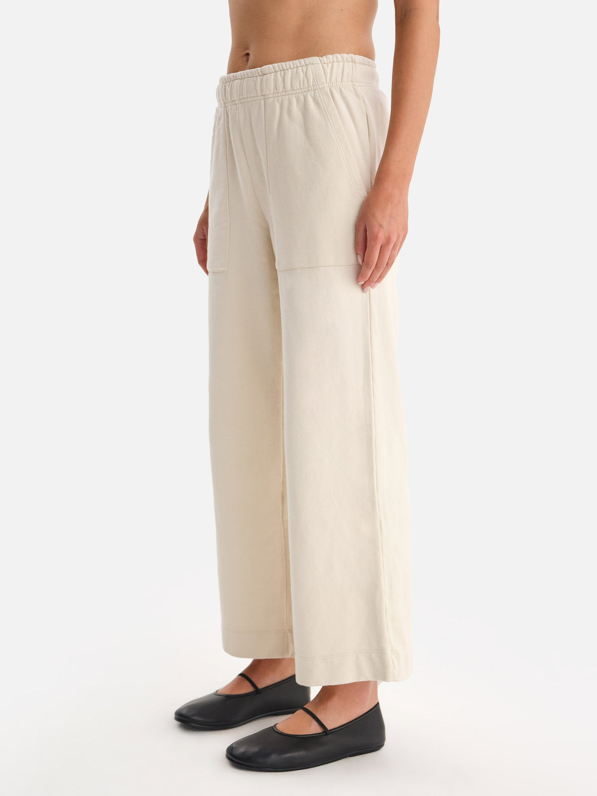 Organic Fleece Wide Leg Pant-Sweatpants-MATE the Label-BONE-XS-MATE the Label