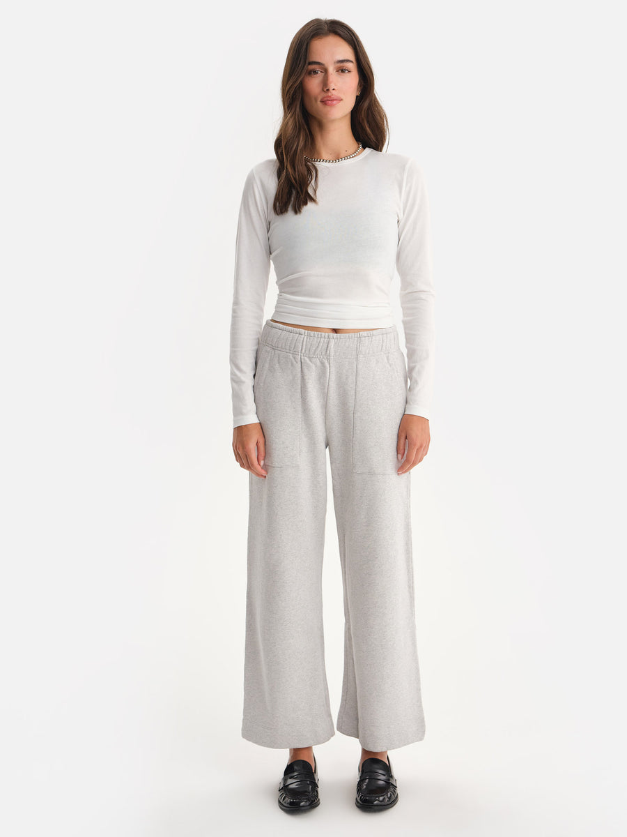 Organic Fleece Wide Leg Pant-Sweatpants-MATE the Label-HEATHER GREY-XS-MATE the Label