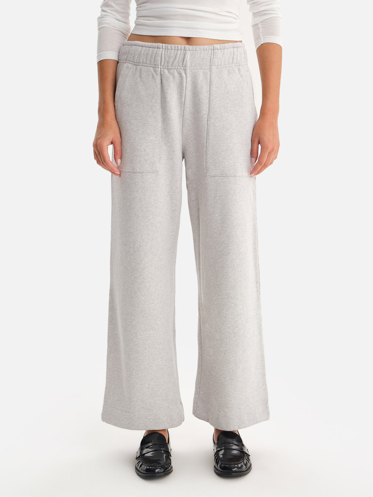 Organic Fleece Wide Leg Pant-Sweatpants-MATE the Label-HEATHER GREY-XS-MATE the Label