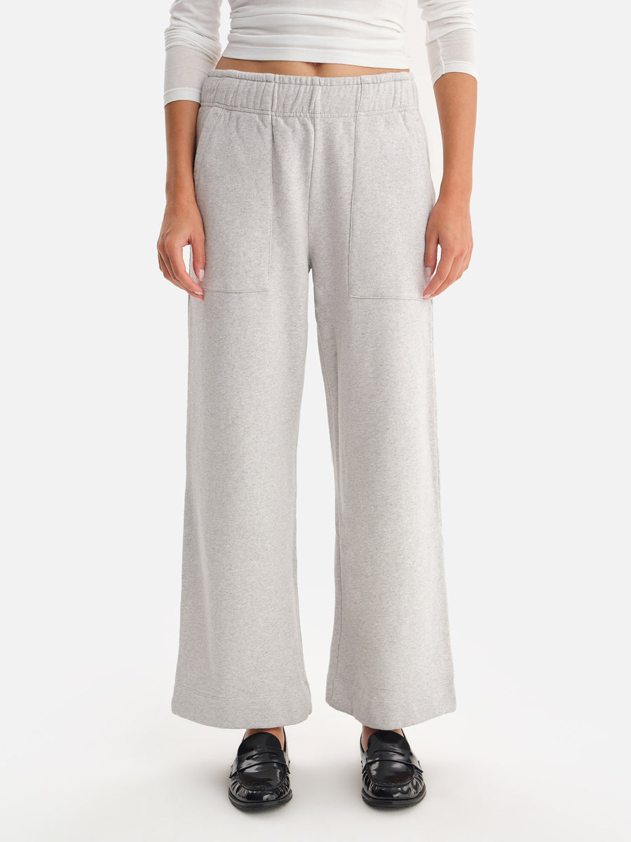 Organic Fleece Wide Leg Pant-Sweatpants-MATE the Label-HEATHER GREY-XS-MATE the Label
