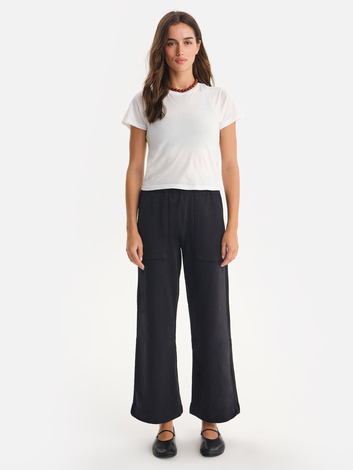 Organic Fleece Wide Leg Pant-Sweatpants-MATE the Label-JET BLACK-XS-MATE the Label