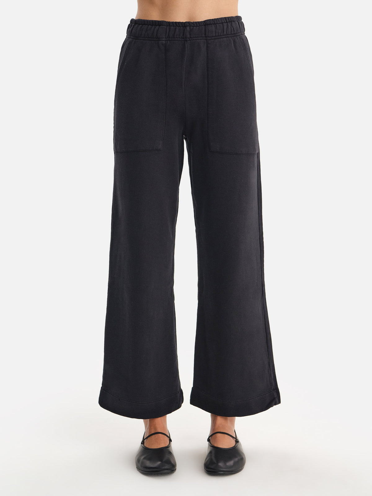 Organic Fleece Wide Leg Pant-Sweatpants-MATE the Label-JET BLACK-XS-MATE the Label