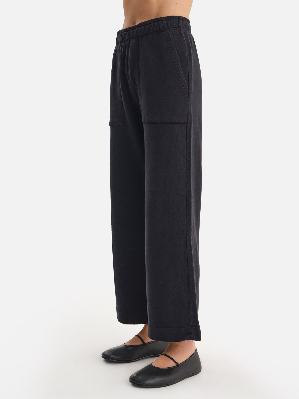 Organic Fleece Wide Leg Pant-Sweatpants-MATE the Label-JET BLACK-XS-MATE the Label