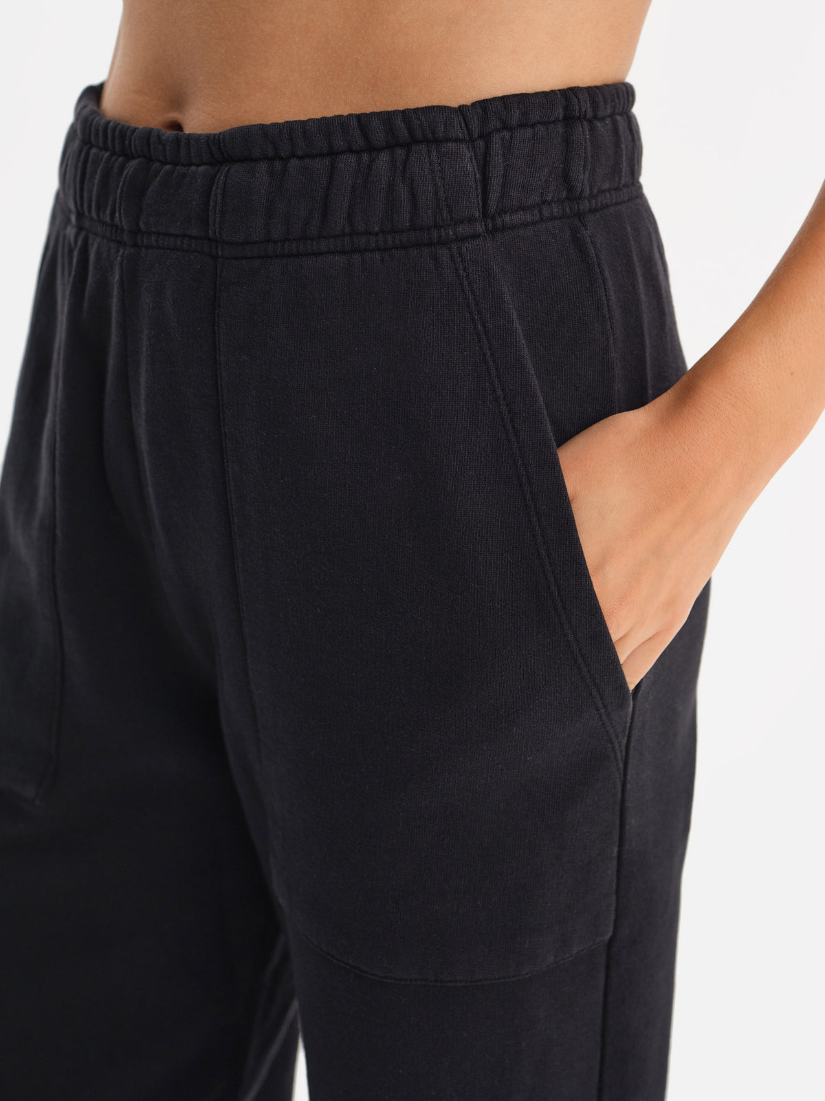 Organic Fleece Wide Leg Pant-Sweatpants-MATE the Label-JET BLACK-XS-MATE the Label