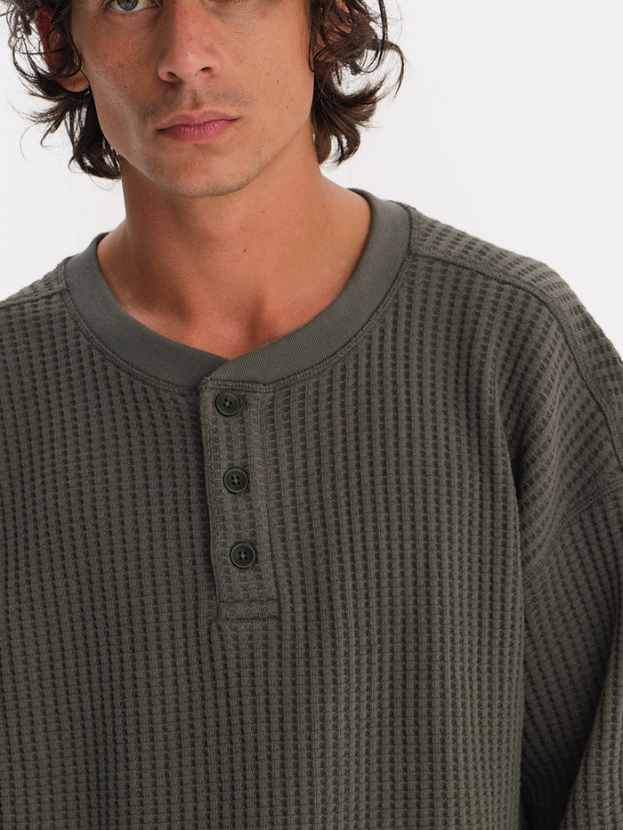 Men's Organic Waffle Henley
