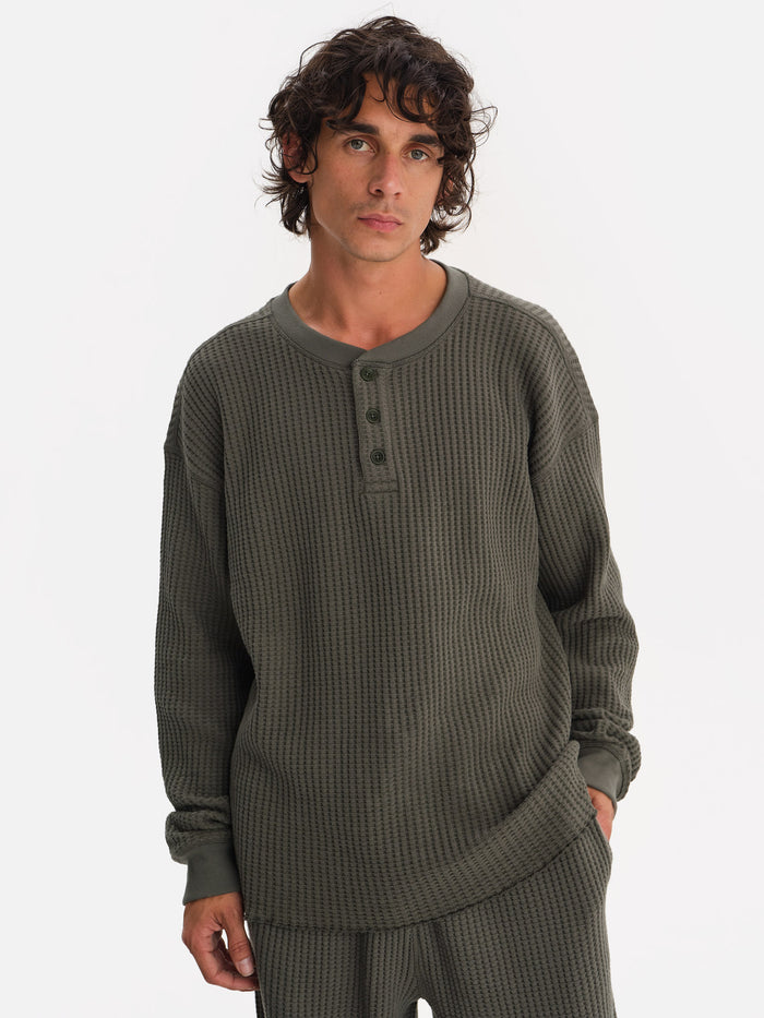 Men's Organic Waffle Henley