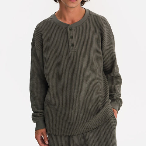 Men's Organic Waffle Henley