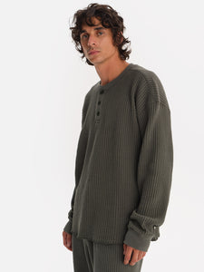 Men's Organic Waffle Henley